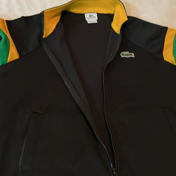 Lacoste Sport Jamaican Track Jacket Sz 4 Black Green Gold Zip Front Long Sleeve - Picture 11 of 11